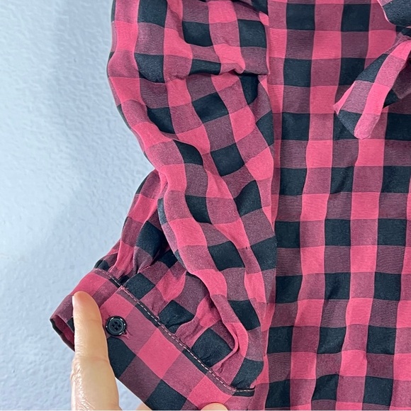 The Shirt by Rochelle Behrens The French Bow Shirt in Red/Black Size XS - Picture 4 of 7